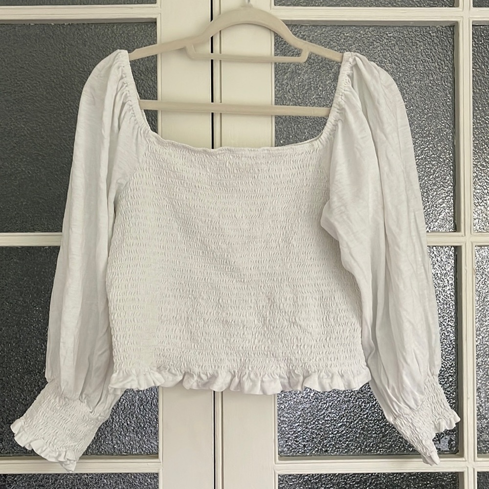 Pilcro Ginny Smocked Crop Top